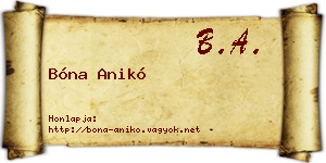 Bóna Anikó névjegykártya